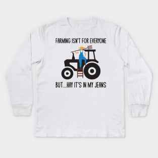 Funny Farmer Farming Tractor Pun Jokes Humor Kids Long Sleeve T-Shirt